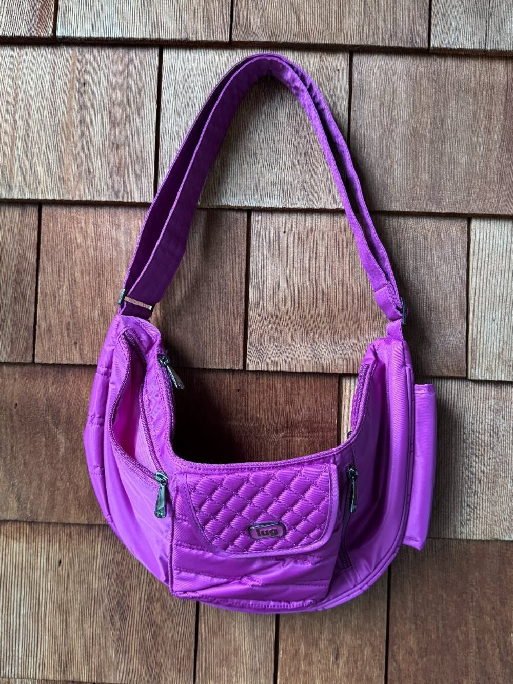 NWOT LUG Large Lightweight Purple / Aubergine Boomerang Bag